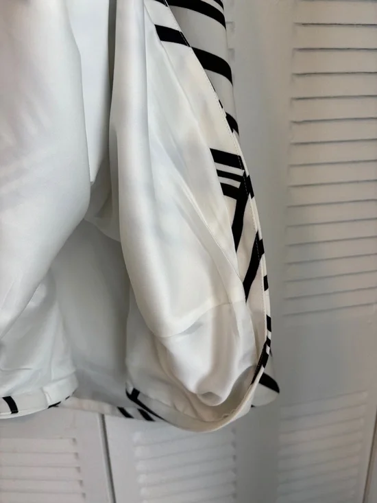 KEEPSAKE White Sleeveless Dress Black Stripe A-Line Elegant Chic - Picture 6 of 15